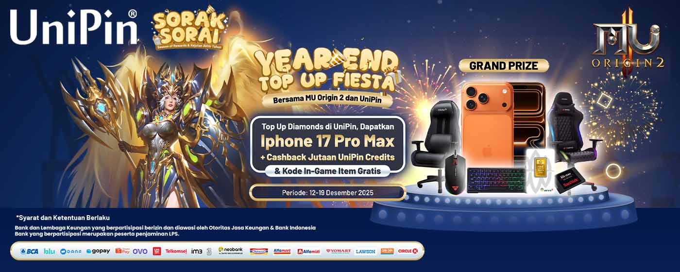 Year End Top Up Fiesta bareng MU Origin 2 dan UniPin, Kesempatan Menang iPhone 17 dan Hadiah Menarik Lainnya!